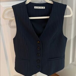 Abercrombie & Fitch Dark Blue Navy Pinstriped Vest
